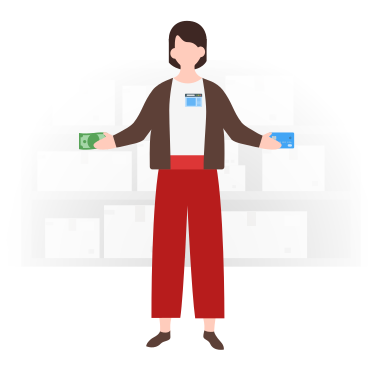 Woman holding credit card and banknote PNG, SVG