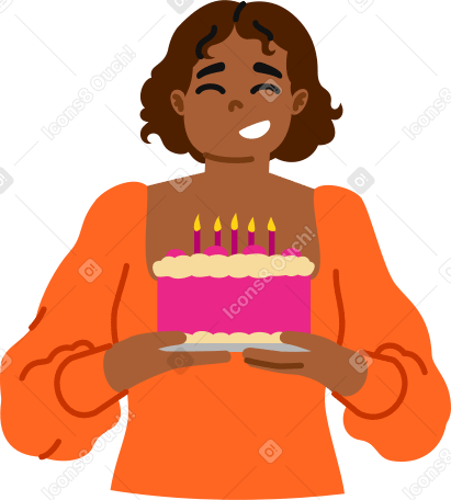 Женщина с праздничным тортом в PNG, SVG