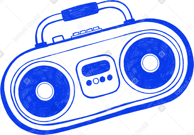 blue big tape recorder Illustration in PNG, SVG