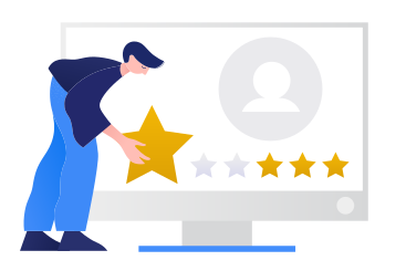 Man customer giving four stars rating PNG, SVG