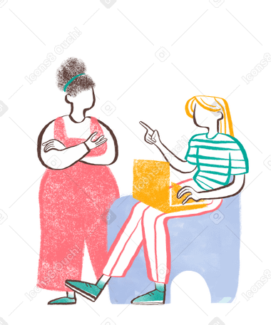 Two woman talking to each other Illustration in PNG, SVG