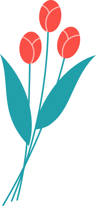 three red tulips PNG, SVG
