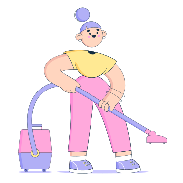 Woman using vacuum cleaner PNG, SVG