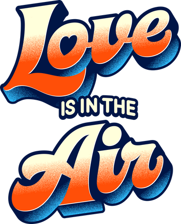orange lettering love is in the air text PNG, SVG
