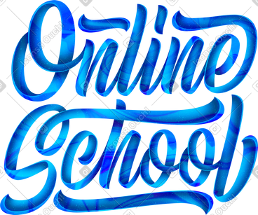 Lettering online school with shadow and liquid texture text PNG, SVG