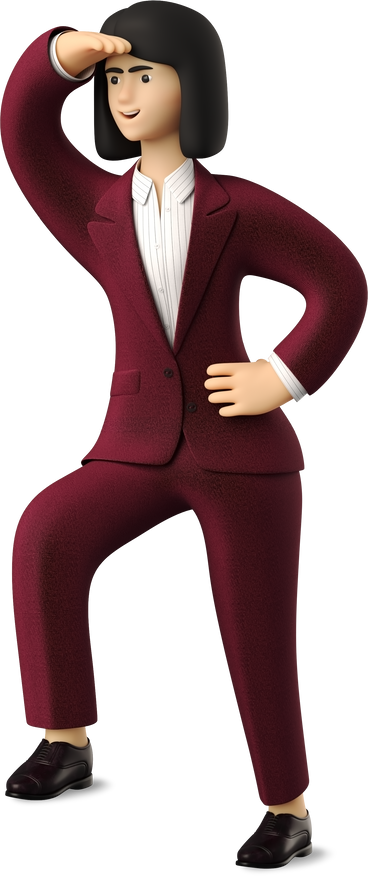 businesswoman in red suit looking into the distance PNG, SVG