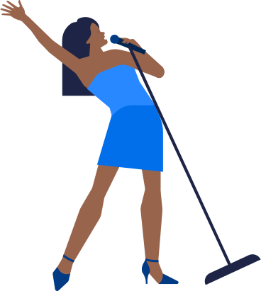 woman singing into the microphone PNG, SVG