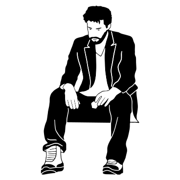 悲しそうに座っている男性のミーム PNG、SVG