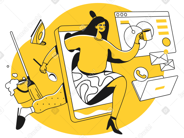 Woman work at home and office PNG, SVG