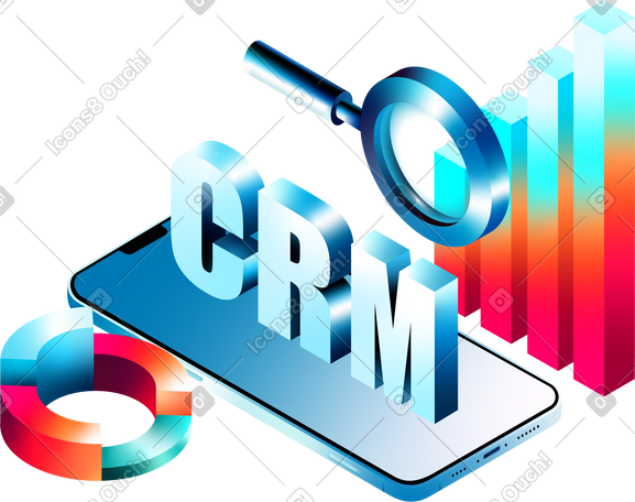 等距 crm 插图，客户关系管理 PNG, SVG