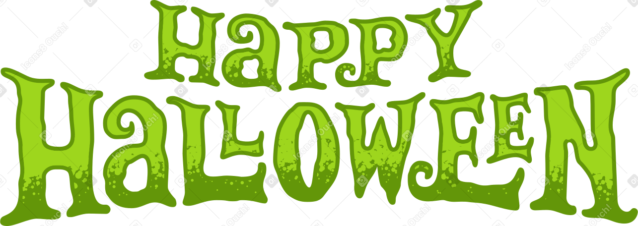 Надпись счастливый хэллоуин зеленый текст в PNG, SVG