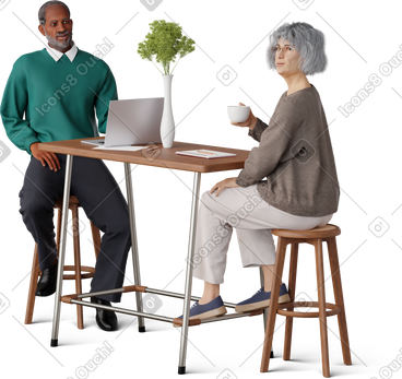 Man and woman working at the table PNG, SVG