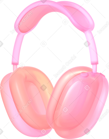 3D 粉色玻璃耳机 PNG, SVG