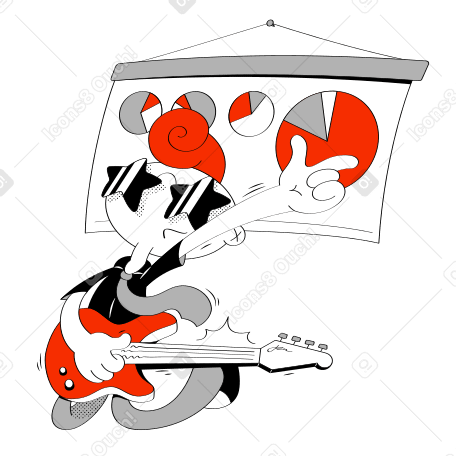 仕事のプレゼンテーションでギターを弾く色合いのクールな男 のpngとsvg