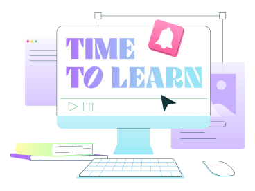 Text time to learn lettering with computer PNG, SVG