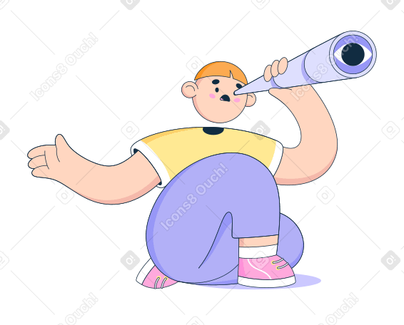 Boy with spyglass Illustration in PNG, SVG