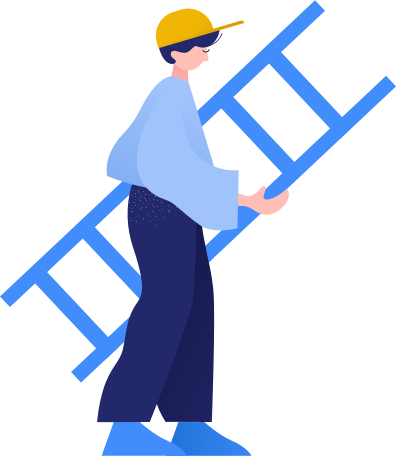worker with ladder Illustration in PNG, SVG
