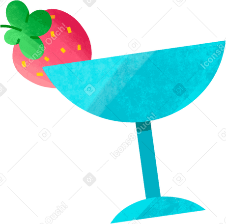glass goblet with strawberries PNG, SVG