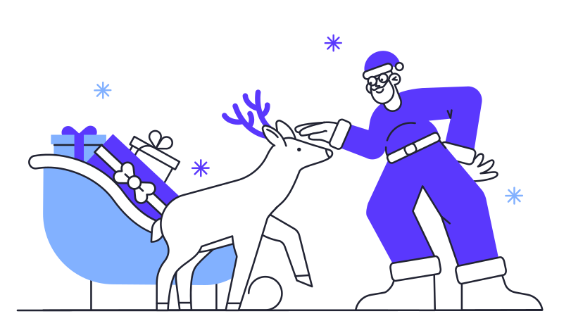 Santa and christmas deer Illustration in PNG, SVG
