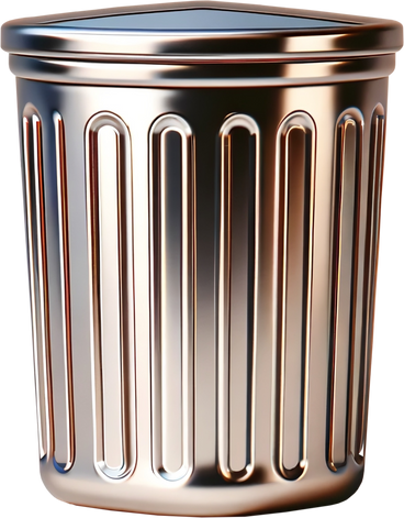 Серебряный мусорный бак в PNG, SVG