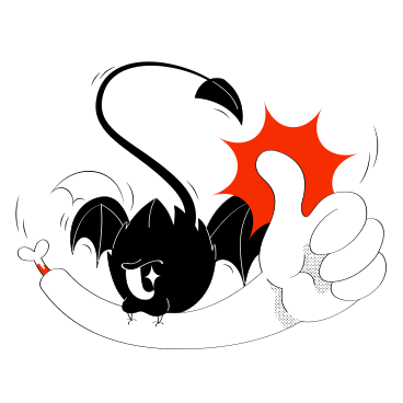 Pipistrello che morde un braccio mostrando il pollice in alto PNG, SVG