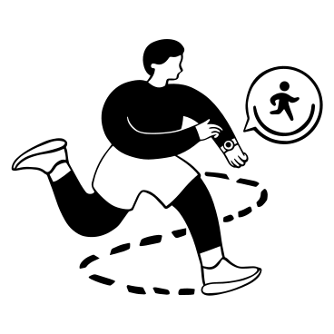 スマートウォッチを見て指差して走っている男性 PNG、SVG