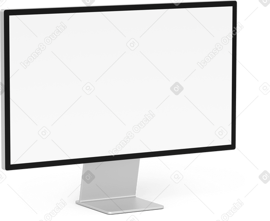 3D side view computer monitor Illustration in PNG, SVG