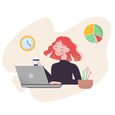 Woman works with computer PNG, SVG