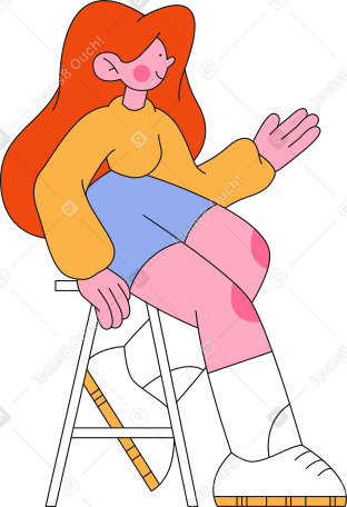 girl sitting on a chair Illustration in PNG, SVG