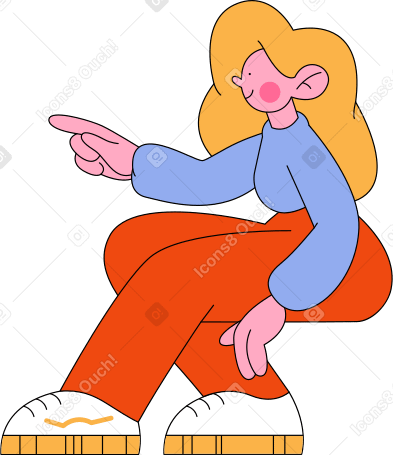 woman pointing at something Illustration in PNG, SVG