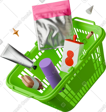 Shopping basket with cosmetics PNG, SVG