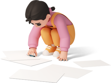 little girl drawing on floor PNG, SVG