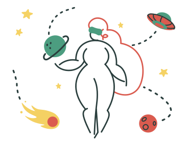 Mujer con auriculares vr explorando el espacio PNG, SVG