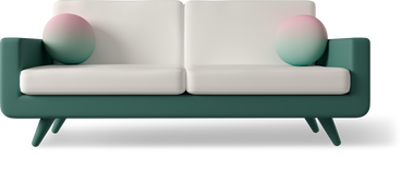 green sofa with two pillows PNG, SVG