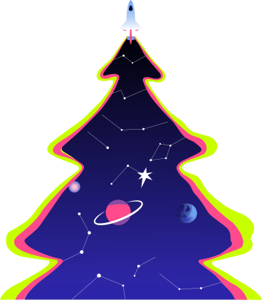 festive space christmas tree PNG, SVG