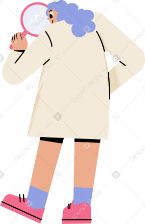 scientist with magnifying glass Illustration in PNG, SVG