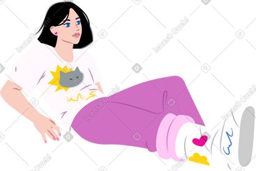 腿上打着石膏躺着的年轻女子 PNG, SVG