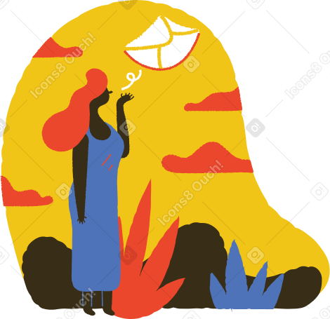 Woman blowing the letter in air PNG, SVG