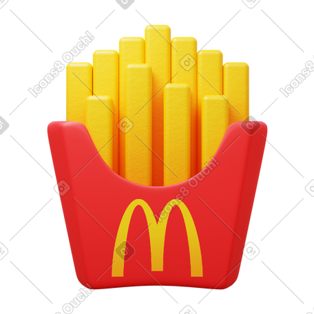 3D mcdonald`s french fries PNG, SVG