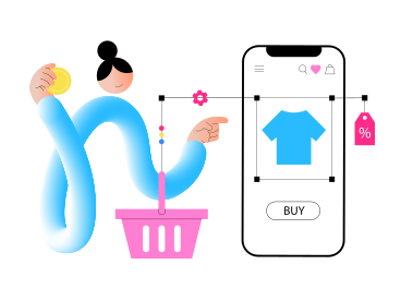 Young woman shopping in an online store PNG, SVG