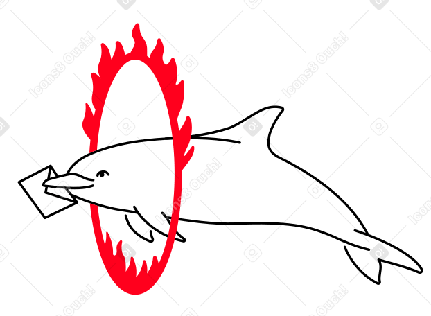 海豚与燃烧的箍 PNG, SVG