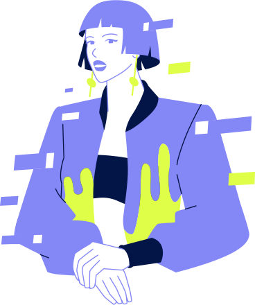 young woman with hologram PNG, SVG
