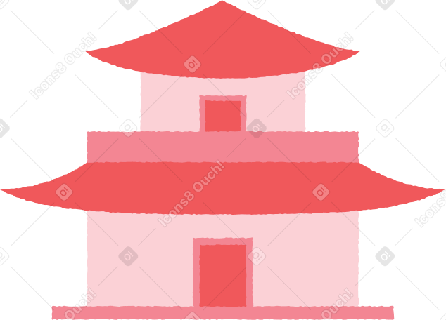 red short pagoda Illustration in PNG, SVG