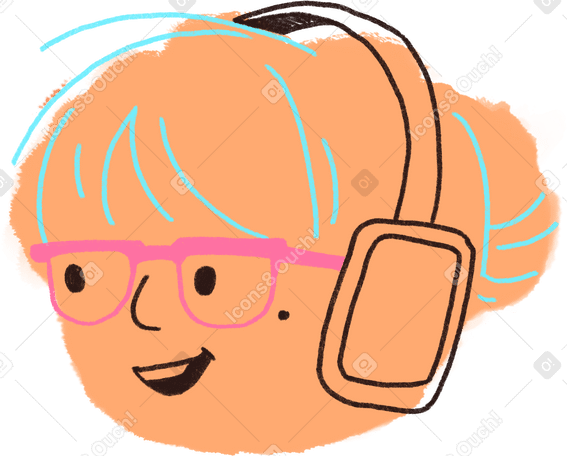 young woman with headphones в PNG, SVG