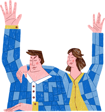 couple waving PNG, SVG