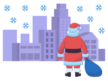 Санта идет в город в PNG, SVG