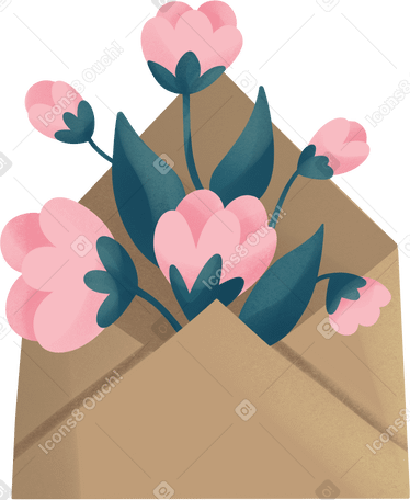 envelope with flowers PNG, SVG