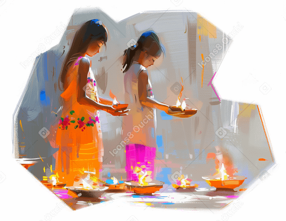 oil painting of diwali festival PNG, SVG