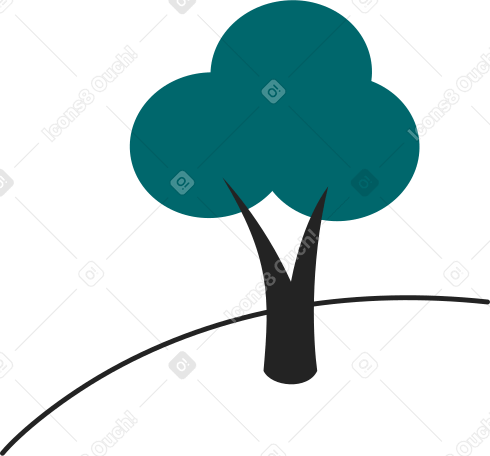 Bush lines with tree PNG, SVG