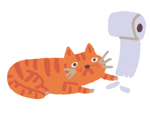  Cat plays with toilet paper Illustration in PNG, SVG
